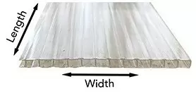Length and width of 25mm polcarbonate sheets