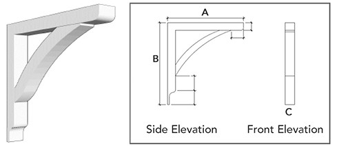 Barge bracket with technical drawing