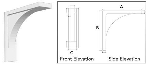 Dentil bracket with technical drawing