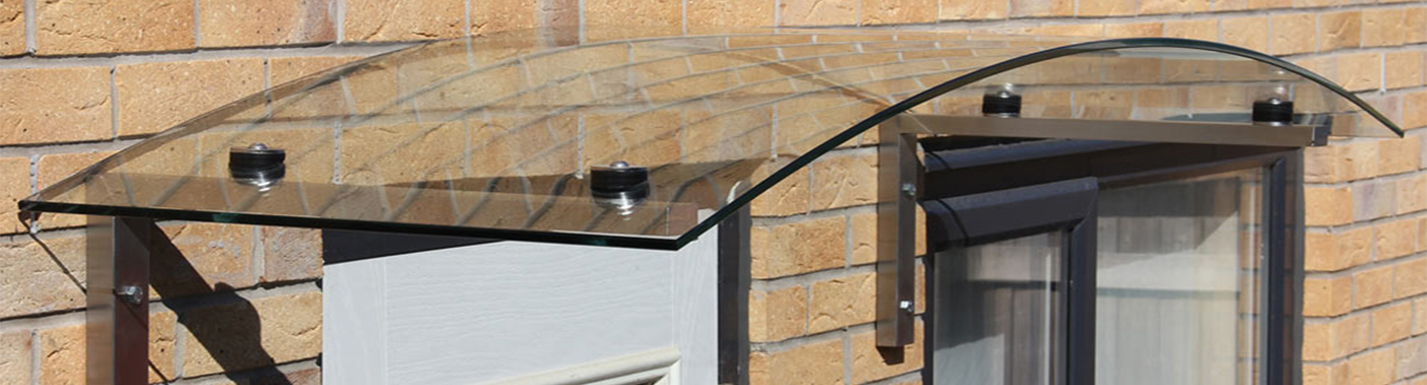 Glass canopy with brackets