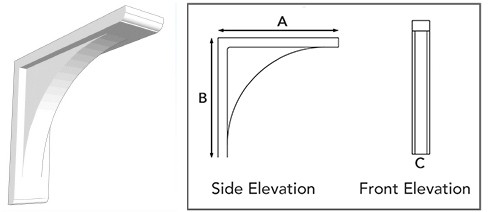 Lane end bracket with technical drawing