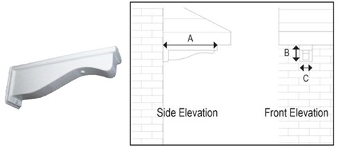 Small decorative bracket with technical drawing